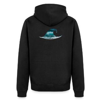 Welle Ozean Meer Surfen - Unisex Premium Bio Zip Hoodie - Schwarz - Hinten - Nico (187cm)