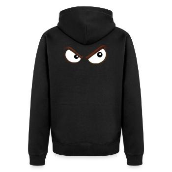 Boese Augen - grimmig/ schelcht gelaunt - Unisex Premium Bio Zip Hoodie - Schwarz - Hinten - Nico (187cm)