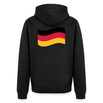 Deutschland Fahne - Unisex Premium Bio Zip Hoodie - Schwarz - Hinten - Nico (187cm)