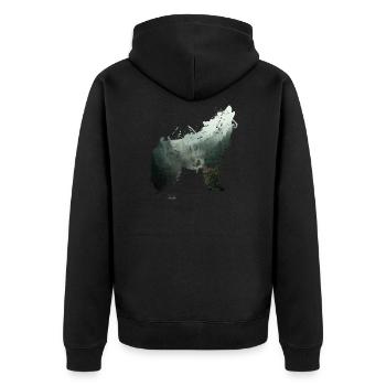 Der Wolf ist der Wald - Unisex Premium Bio Zip Hoodie - Schwarz - Hinten - Nico (187cm)