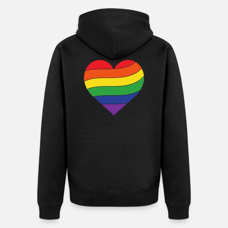 Regenbogen Herz | Pride - Unisex Premium Bio Zip Hoodie - Schwarz