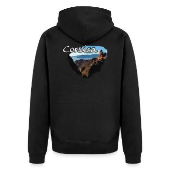 Corsica Korsica Corse Insel Travel Reisen - Unisex Premium Bio Zip Hoodie - Schwarz - Hinten - Nico (187cm)