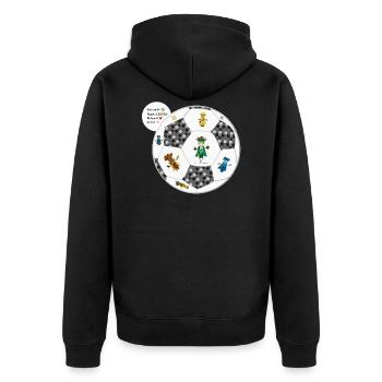 Football Connects Worlds - The of Orbis - Unisex Premium Organic Zip Hoodie - black - Back - Nico (187cm)
