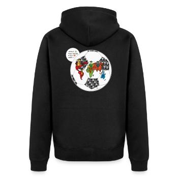 Football Connects Worlds - The of Orbis - Unisex Premium Organic Zip Hoodie - black - Back - Nico (187cm)
