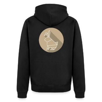 hase - Unisex Premium Bio Zip Hoodie - Schwarz - Hinten - Nico (187cm)