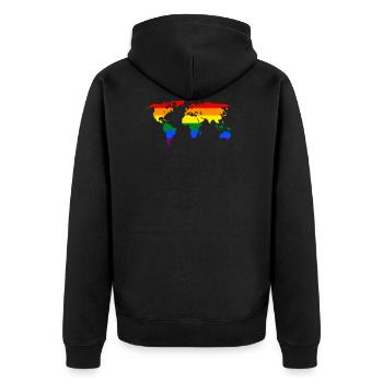 rainbow world map - Unisex Premium Organic Zip Hoodie - black - Back - Nico (187cm)