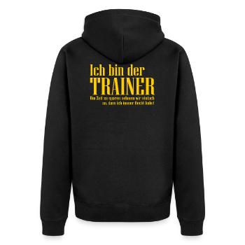Trainer - Unisex Premium Bio Zip Hoodie - Schwarz - Hinten - Nico (187cm)