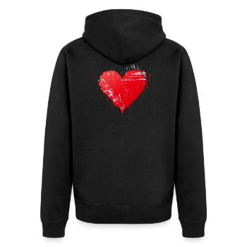 Heart - Unisex Premium Bio Zip Hoodie - Schwarz - Hinten - Nico (187cm)