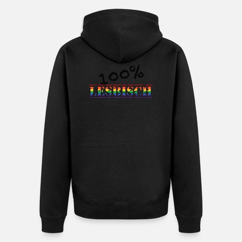 100% lesbienne 1 - Veste à capuche bio Premium Unisexe - noir