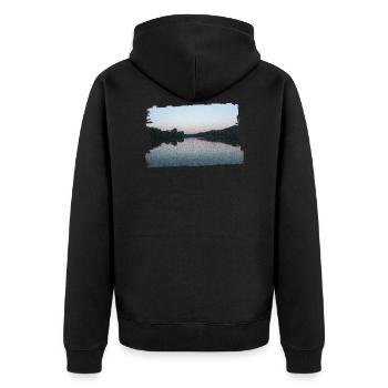 See am Abend - Unisex Premium Bio Zip Hoodie - Schwarz - Hinten - Nico (187cm)