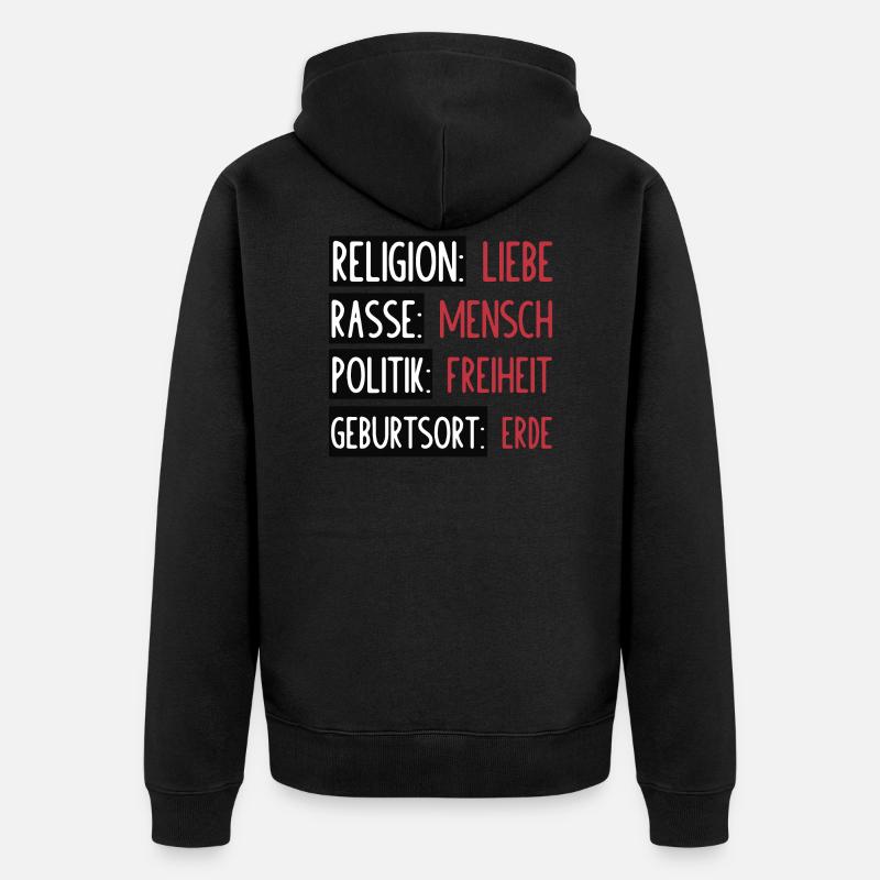 Statement - Keine Trennung oder Spaltung - Unisex Premium Bio Zip Hoodie - Schwarz