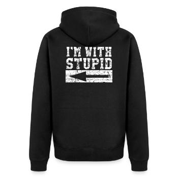 Je suis avec stupid - Veste à capuche bio Premium Unisexe - noir - Dos - Nico (187cm)