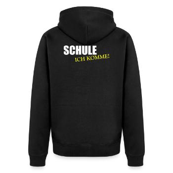 Schule Ich komme! Einschulung 1. Schultag Geschenk - Unisex Premium Bio Zip Hoodie - Schwarz - Hinten - Nico (187cm)