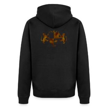 Golden coat of arms - Unisex Premium Organic Zip Hoodie - black - Back - Nico (187cm)