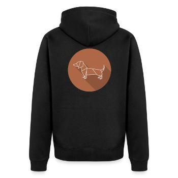 dackel - Unisex Premium Bio Zip Hoodie - Schwarz - Hinten - Nico (187cm)