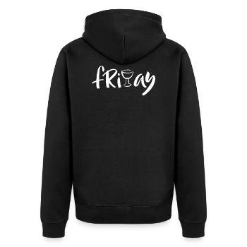 Freitag ist Weintag. Friday Shirt. - Unisex Premium Bio Zip Hoodie - Schwarz - Hinten - Nico (187cm)
