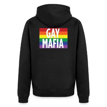 Gay Mafia - Unisex Premium Bio Zip Hoodie - Schwarz - Hinten - Nico (187cm)