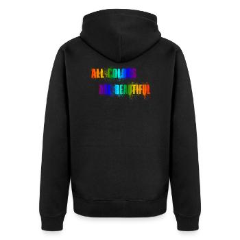 All Colors Are Beautiful - acab - Unisex Premium Bio Zip Hoodie - Schwarz - Hinten - Nico (187cm)