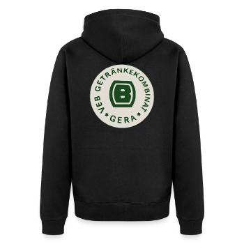 VEB Getraenkekombinat Gera - Unisex Premium Organic Zip Hoodie - black - Back - Nico (187cm)