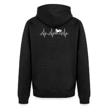 Herzschlag EKG Liegerad Liegefahrrad Fahrrad - Unisex Premium Bio Zip Hoodie - Schwarz - Hinten - Nico (187cm)