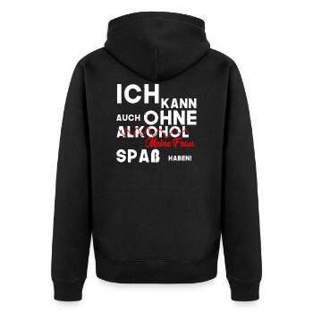 Jungesellenabschied - Unisex Premium Bio Zip Hoodie - Schwarz - Hinten - Nico (187cm)