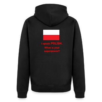 I speak polish - Unisex Premium Organic Zip Hoodie - black - Back - Nico (187cm)