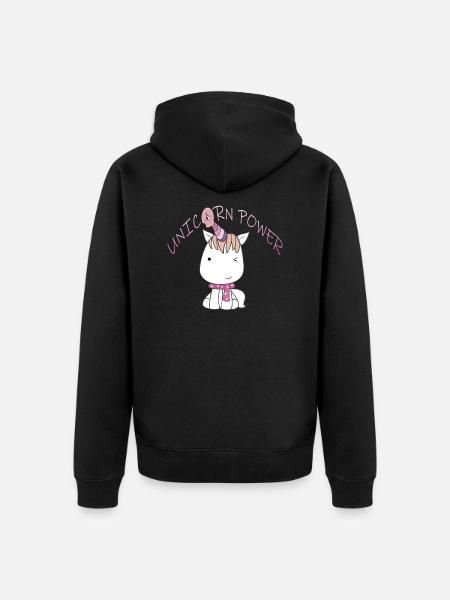 Unicorn Power - Unisex Premium Bio Zip Hoodie - Schwarz