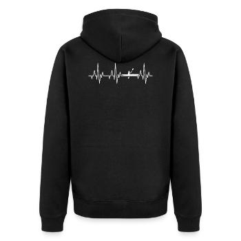 Heartbeat ECG Canoeing Canoe Rowing boat - Unisex Premium Organic Zip Hoodie - black - Back - Nico (187cm)