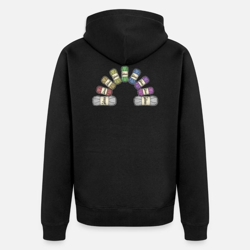 Regenbogen oder Garn - Unisex Premium Bio Zip Hoodie - Schwarz