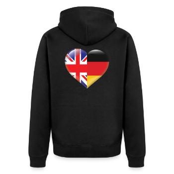 Heart Flag England Germany German Gift - Unisex Premium Organic Zip Hoodie - black - Back - Nico (187cm)