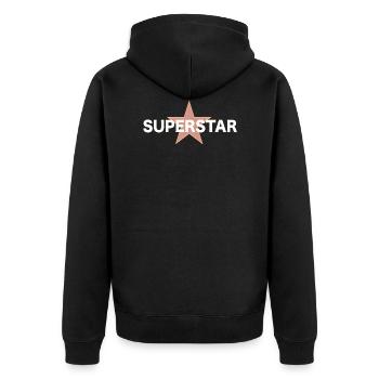 SUPERSTAR - Unisex Premium Bio Zip Hoodie - Schwarz - Hinten - Nico (187cm)