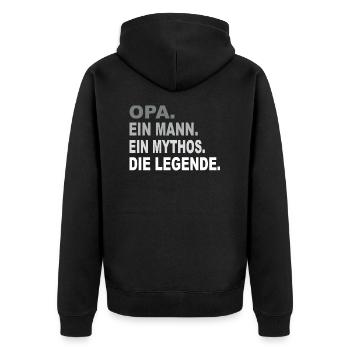 Opa - Ein Mann - Ein Mythos - Eine Legende - Unisex Premium Bio Zip Hoodie - Schwarz - Hinten - Nico (187cm)