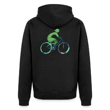 Radfahrer - Unisex Premium Bio Zip Hoodie - Schwarz - Hinten - Nico (187cm)
