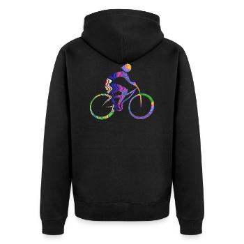 Radfahrer - Unisex Premium Bio Zip Hoodie - Schwarz - Hinten - Nico (187cm)
