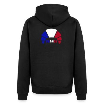 croissant france - Unisex Premium Bio Zip Hoodie - Schwarz - Hinten - Nico (187cm)