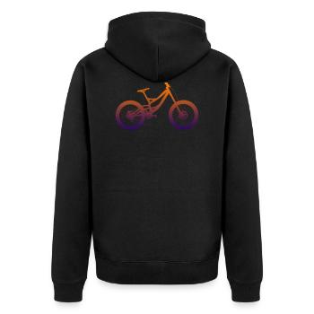Downhill Bike Mountainbike - Unisex Premium Bio Zip Hoodie - Schwarz - Hinten - Nico (187cm)