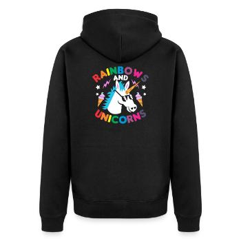 Cadeau de licorne arc-en-ciel - Veste à capuche bio Premium Unisexe - noir - Dos - Nico (187cm)
