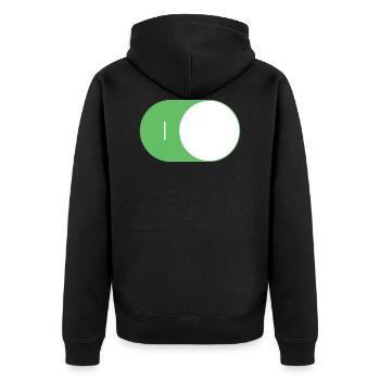 On/Off Switch ON/OFF - Unisex Premium Organic Zip Hoodie - black - Back - Nico (187cm)