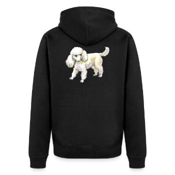 Pudel - Unisex Premium Bio Zip Hoodie - Schwarz - Hinten - Nico (187cm)