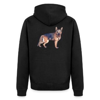 Deutscher Schäferhund - Unisex Premium Bio Zip Hoodie - Schwarz - Hinten - Nico (187cm)