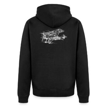 Flugzeug - Unisex Premium Bio Zip Hoodie - Schwarz - Hinten - Nico (187cm)