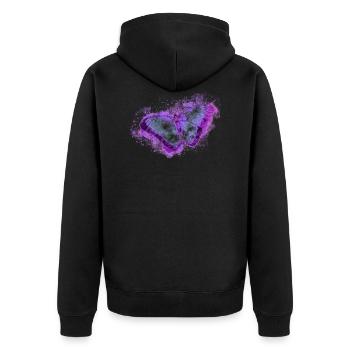 Schmetterling - Unisex Premium Bio Zip Hoodie - Schwarz - Hinten - Nico (187cm)