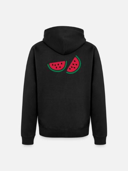 half watermelon_fruits - Unisex Premium Organic Zip Hoodie - black