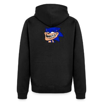 MEME Zeug - Unisex Premium Bio Zip Hoodie - Schwarz - Hinten - Nico (187cm)