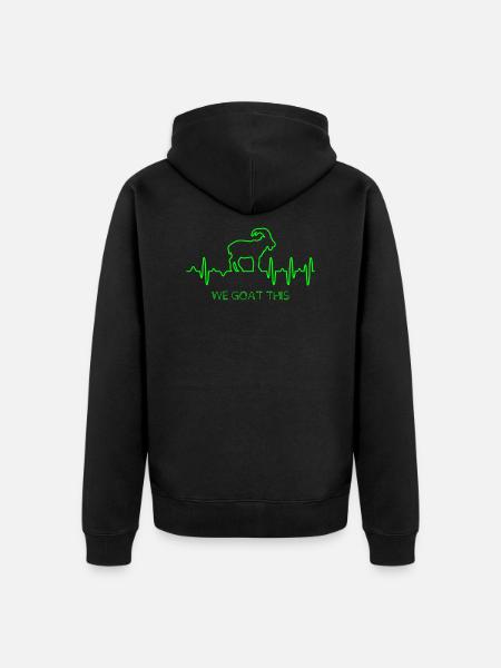 Herzschlag Ziege - Unisex Premium Bio Zip Hoodie - Schwarz