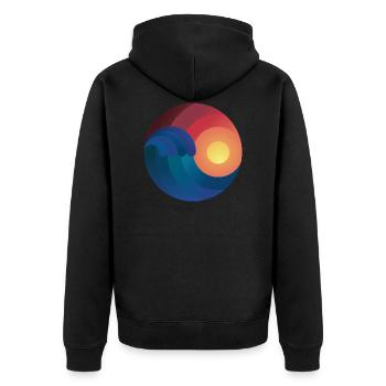 Surfer Ozean Wellenreiten Geschenk Welle shaka - Unisex Premium Bio Zip Hoodie - Schwarz - Hinten - Nico (187cm)