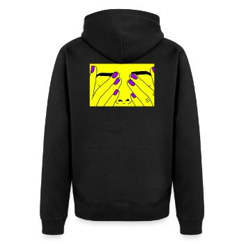 Face jaune - Veste à capuche bio Premium Unisexe - noir - Dos - Nico (187cm)