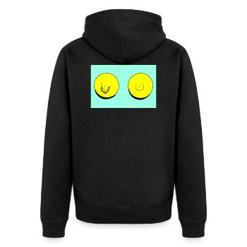 zitrone piercing tuerkis - Unisex Premium Bio Zip Hoodie - Schwarz - Hinten - Nico (187cm)