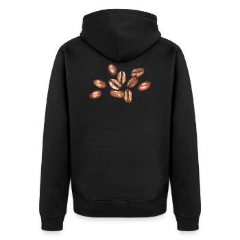 Kaffeebohnen - Unisex Premium Bio Zip Hoodie - Schwarz - Hinten - Nico (187cm)