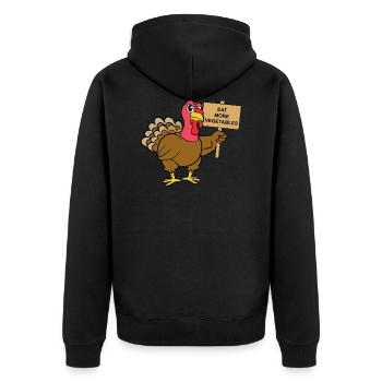 Thanksgiving Truthahn Pute - Unisex Premium Bio Zip Hoodie - Schwarz - Hinten - Nico (187cm)